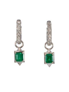 Colombian Emerald Earrings with Earth-Mined Diamond Accents: Solid 14K Gold
